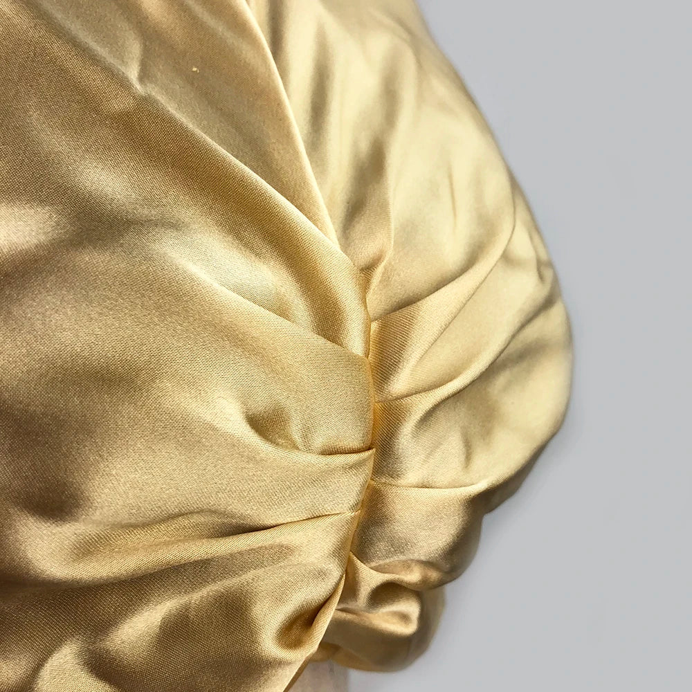 Women Sleep Hat Soft Pure Silk Charmeus Night Sleep Cap Hair Bonnet  Silk Comfortable Head Cover Wide Elastic Band Hair Loss Cap