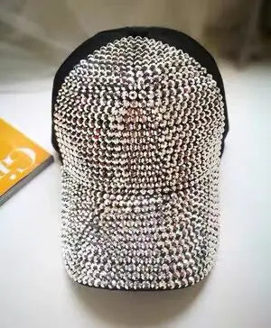 Women's Studded Rhinestone Baseball Cap Adjustable  Sparkle Bling Sun Hat