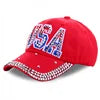 Popular Men Women Adjustable Hip Hop Trucker Hats Cotton USA Sports Caps Rhinestone American Flag Baseball Caps