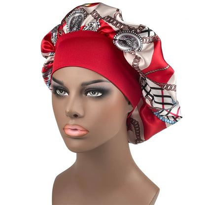 Large Size Satin Bonnet Paisley Print Bonnets for Women Beanies Women Hat Sleep Night Cap Designer Bonnets Long Braid Hat