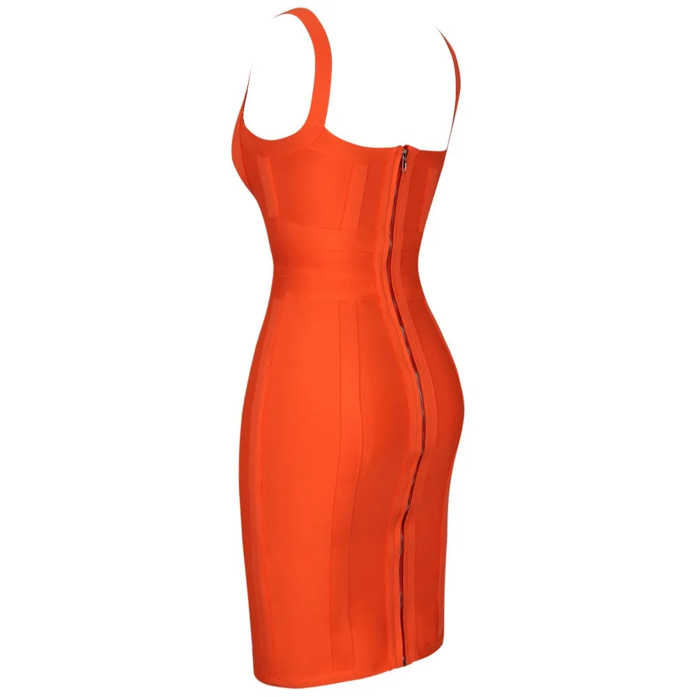 Bandage Dresses for Women 2022 Summer Elegant Mini Bandage Dress Bodycon Orange Sexy Party Dress Wedding Evening Club Outfits