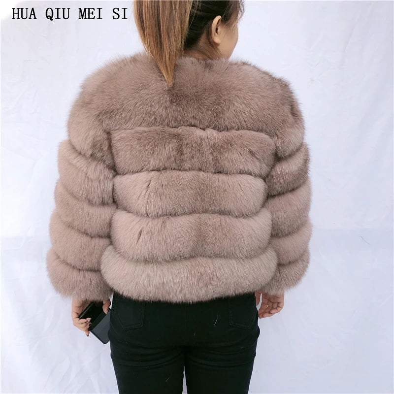 New Real fox fur coat women's winter warm 100% natural fur jacket Short Raccoon fur coat women's  high quality hot sale