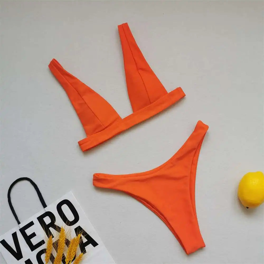 2026 Sexy Brazilian Bikini Swimwear Women Halter Push Up Bikini Set Swimsuit Female Lemon Print Bandage Biquini Bathing Suit XL