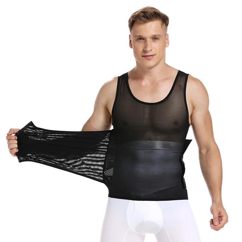 Shape Men Slimming Body Shaper Waist Trainer Vest with Tummy Control Girdle Posture Back Correction Abdomen Tank Top Shaperwear