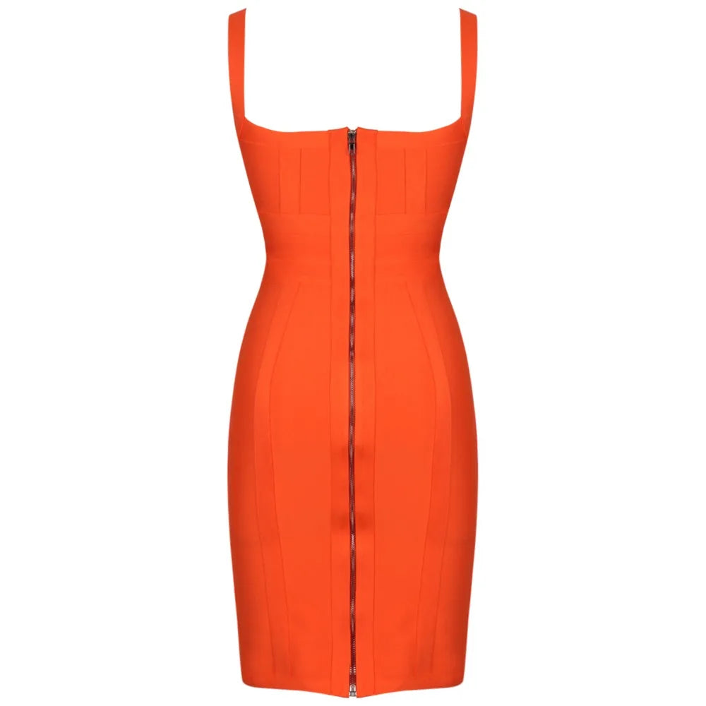 Bandage Dresses for Women 2022 Summer Elegant Mini Bandage Dress Bodycon Orange Sexy Party Dress Wedding Evening Club Outfits