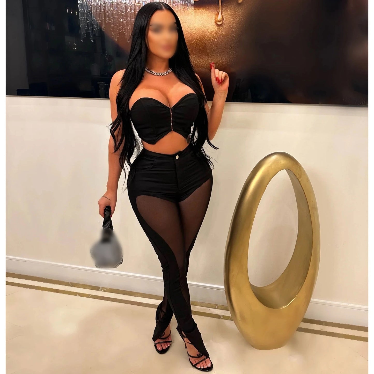 A7332 2026 Outfits for Women Solid Corset With Patchwork Pencil Pants Party Outfits Women Two Piece Set Club Set