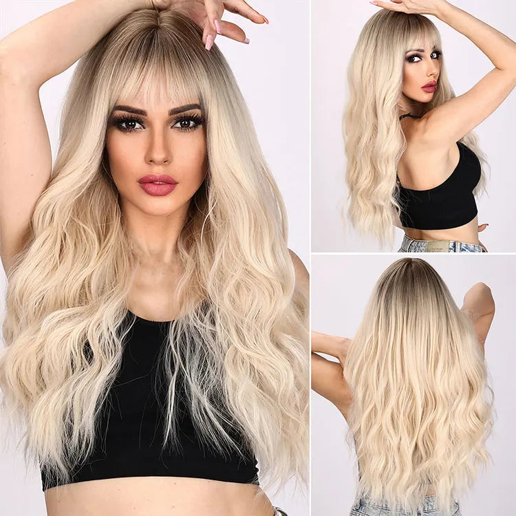 Wholesale Price Blonde Curvy Wig Synthetic Headband Wig Synthetic Wigs for Ladies SM8008