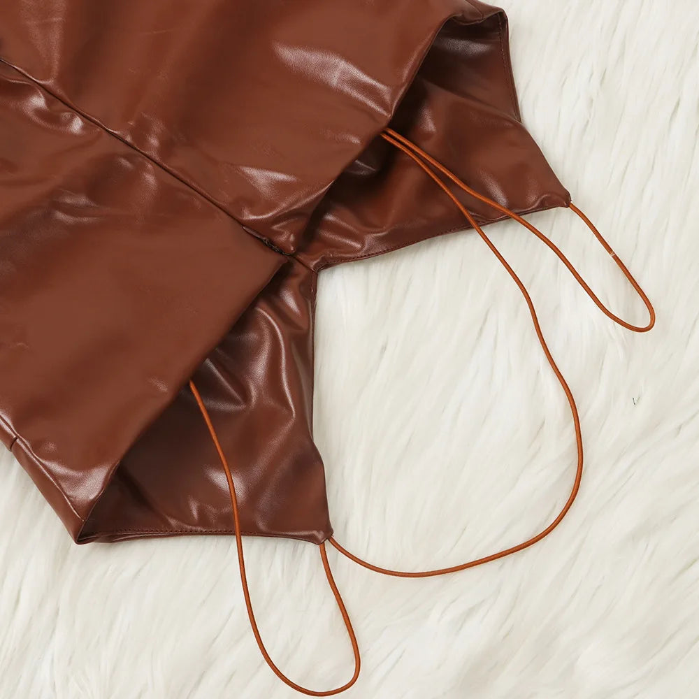 faux leather dress women dresses for women 2025 birthday outfits female dresses casual PU winter clothes