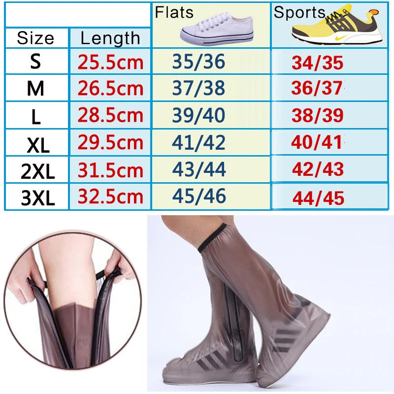 Waterproof Rain Reusable Shoes Cover Slip-resistant Zipper Rain Boots Overshoes High Quality Black Blue Blue High Shoes Cover