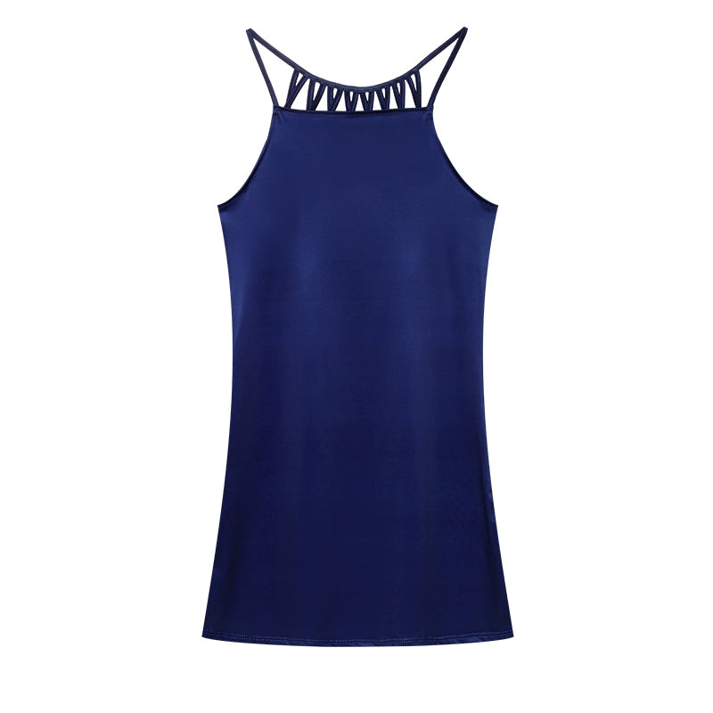 2024 Summer National Wind Positioning Printing Mesh Belt Sleeveless Casual Dress