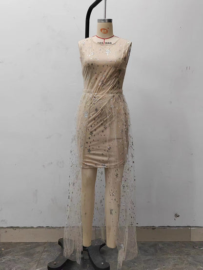 Wedding Party Dress Female Evening Elegant Sexy Deep V Neck Strap Sleeveless Sequined Long Maxi Dresses for Women 2024