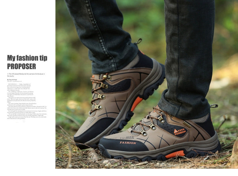 Plus Size Men's Shoes Autumn Sports Waterproof Non Slip Construction Site Work Autumn Fleece Insulated Cotton-Padded Shoes Hiking Labor Protection Fashion Shoes