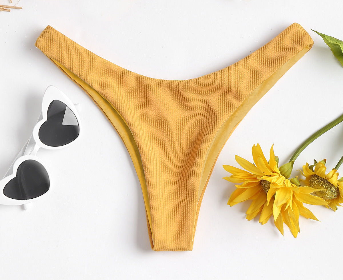 Bikini Bottoms Women's 2026 New Swimsuit Low Waisted Bottom Solid Brown Swimwear Thong Beachwear Brazilian Bathing Suit Summer