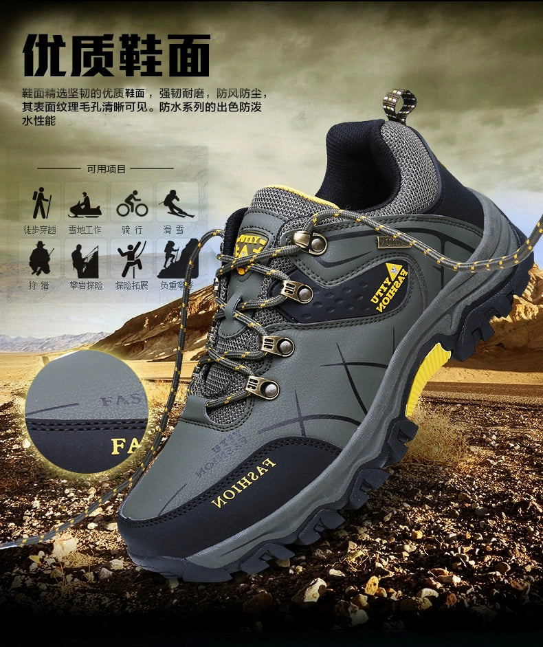 Plus Size Men's Shoes Autumn Sports Waterproof Non Slip Construction Site Work Autumn Fleece Insulated Cotton-Padded Shoes Hiking Labor Protection Fashion Shoes