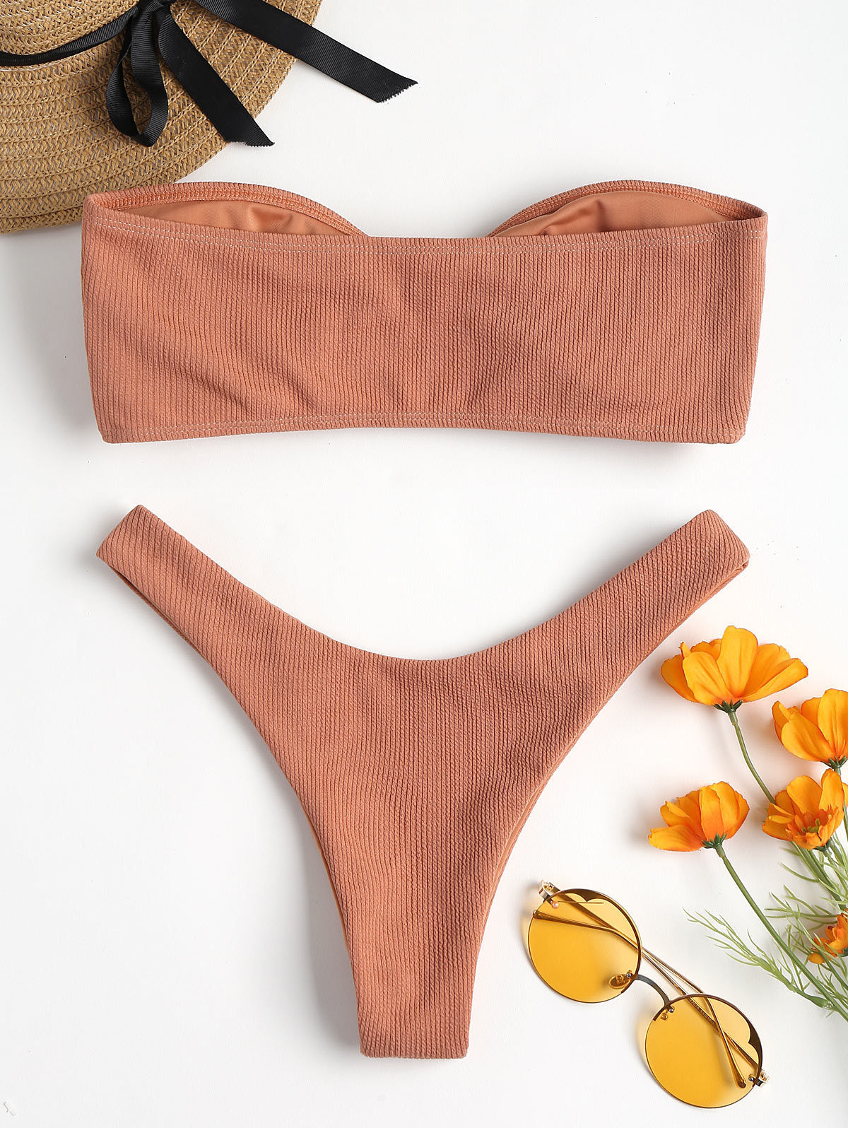 Bikini Bottoms Women's 2026 New Swimsuit Low Waisted Bottom Solid Brown Swimwear Thong Beachwear Brazilian Bathing Suit Summer