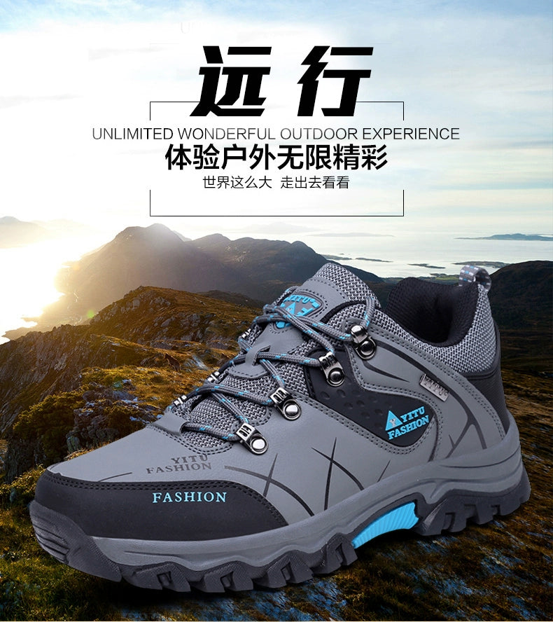 Plus Size Men's Shoes Autumn Sports Waterproof Non Slip Construction Site Work Autumn Fleece Insulated Cotton-Padded Shoes Hiking Labor Protection Fashion Shoes