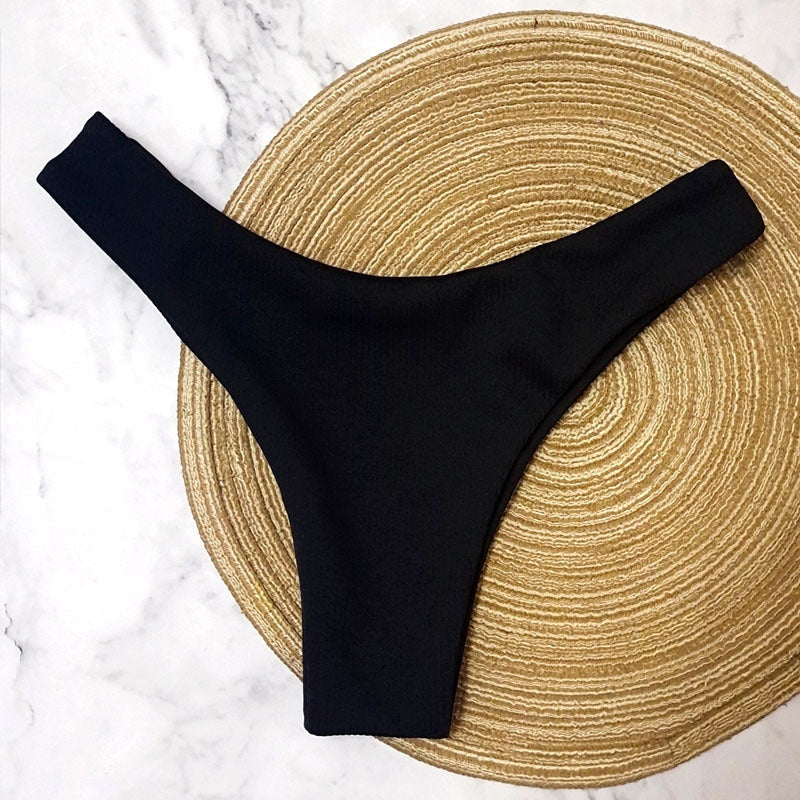 Bikini Bottoms Women's 2026 New Swimsuit Low Waisted Bottom Solid Brown Swimwear Thong Beachwear Brazilian Bathing Suit Summer