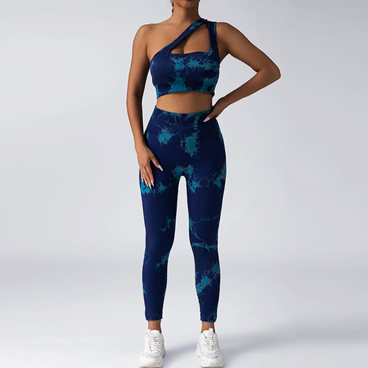 Fashion Seamless Knitted Tie-dye Yoga Suit Women