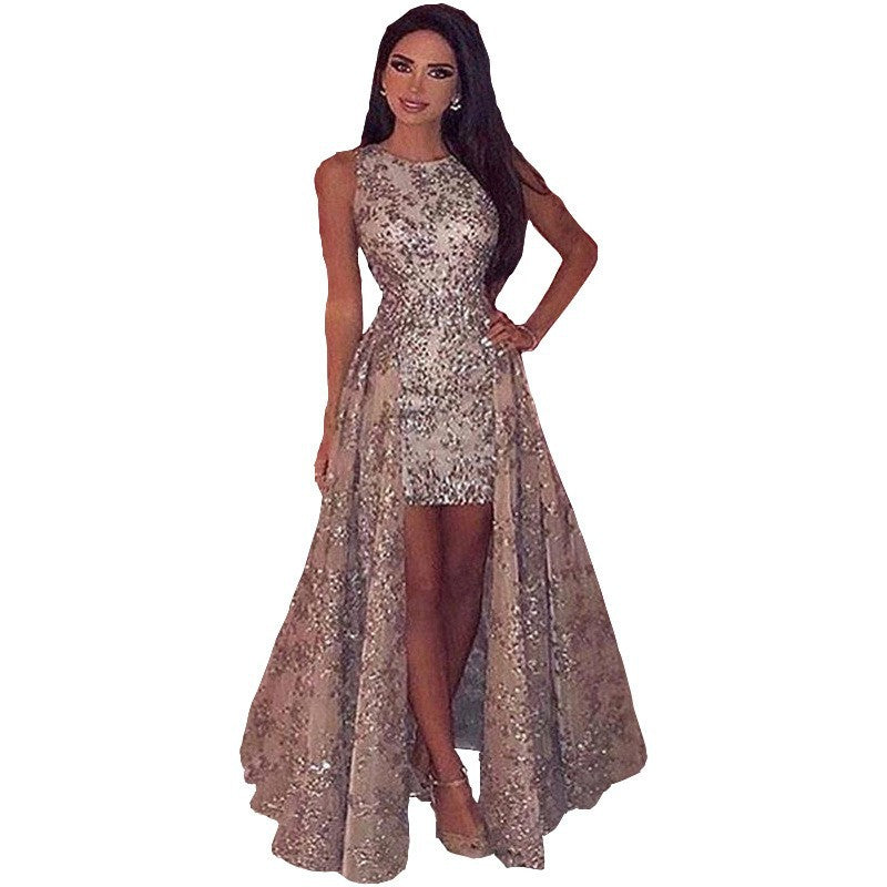 Wedding Party Dress Female Evening Elegant Sexy Deep V Neck Strap Sleeveless Sequined Long Maxi Dresses for Women 2024