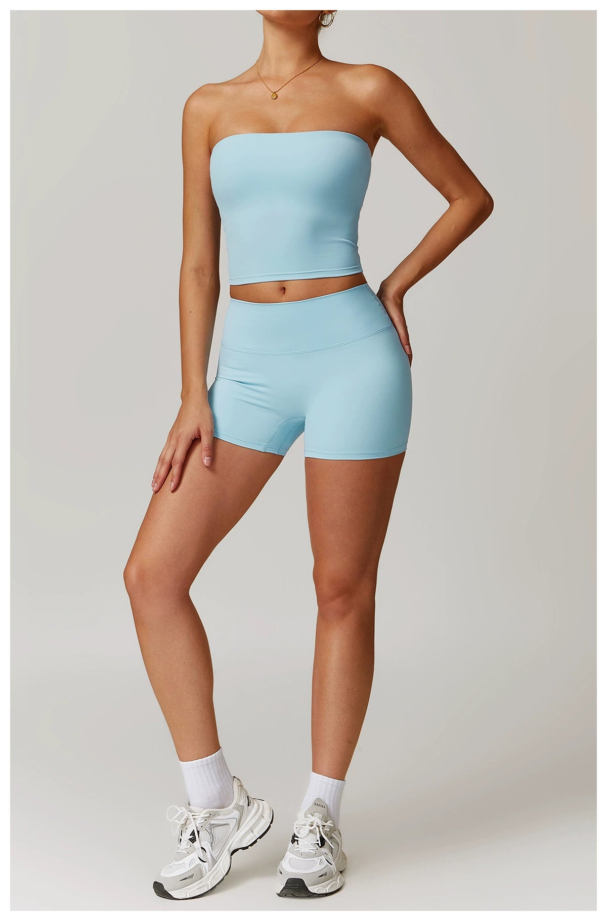 Fall and Winter Brushed Back Yoga Clothes Suit High Waist Stretch Tight Exercise Workout Pants Women's Long-Sleeved T-shirt Strapless Bra Pad