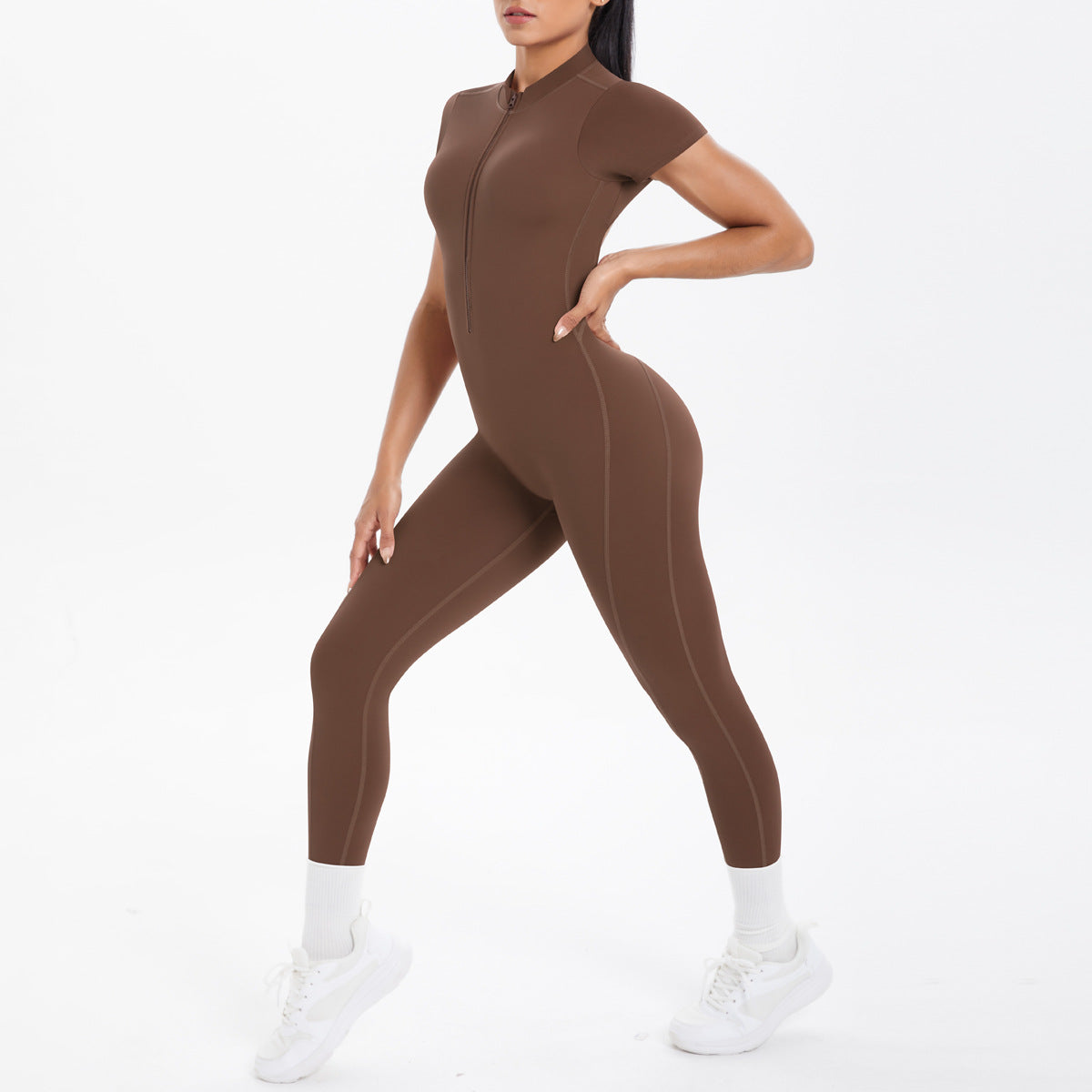 Sexy Backless Bodycon Scrunch Jumpsuit Raises Butt Women Dance Fitness Overalls Push Up  With Chest Cushion Yoga Sport Jump Suit