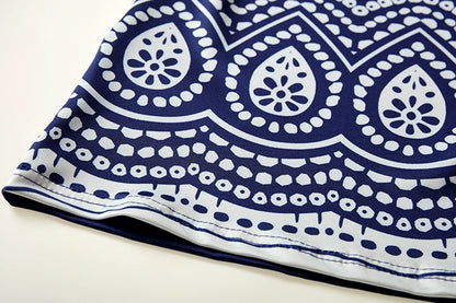 2024 Summer National Wind Positioning Printing Mesh Belt Sleeveless Casual Dress