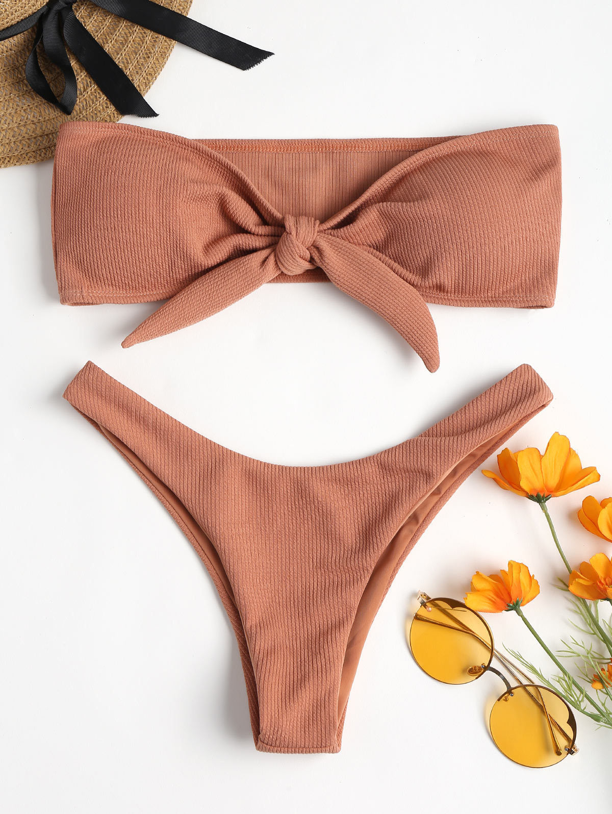 Bikini Bottoms Women's 2026 New Swimsuit Low Waisted Bottom Solid Brown Swimwear Thong Beachwear Brazilian Bathing Suit Summer