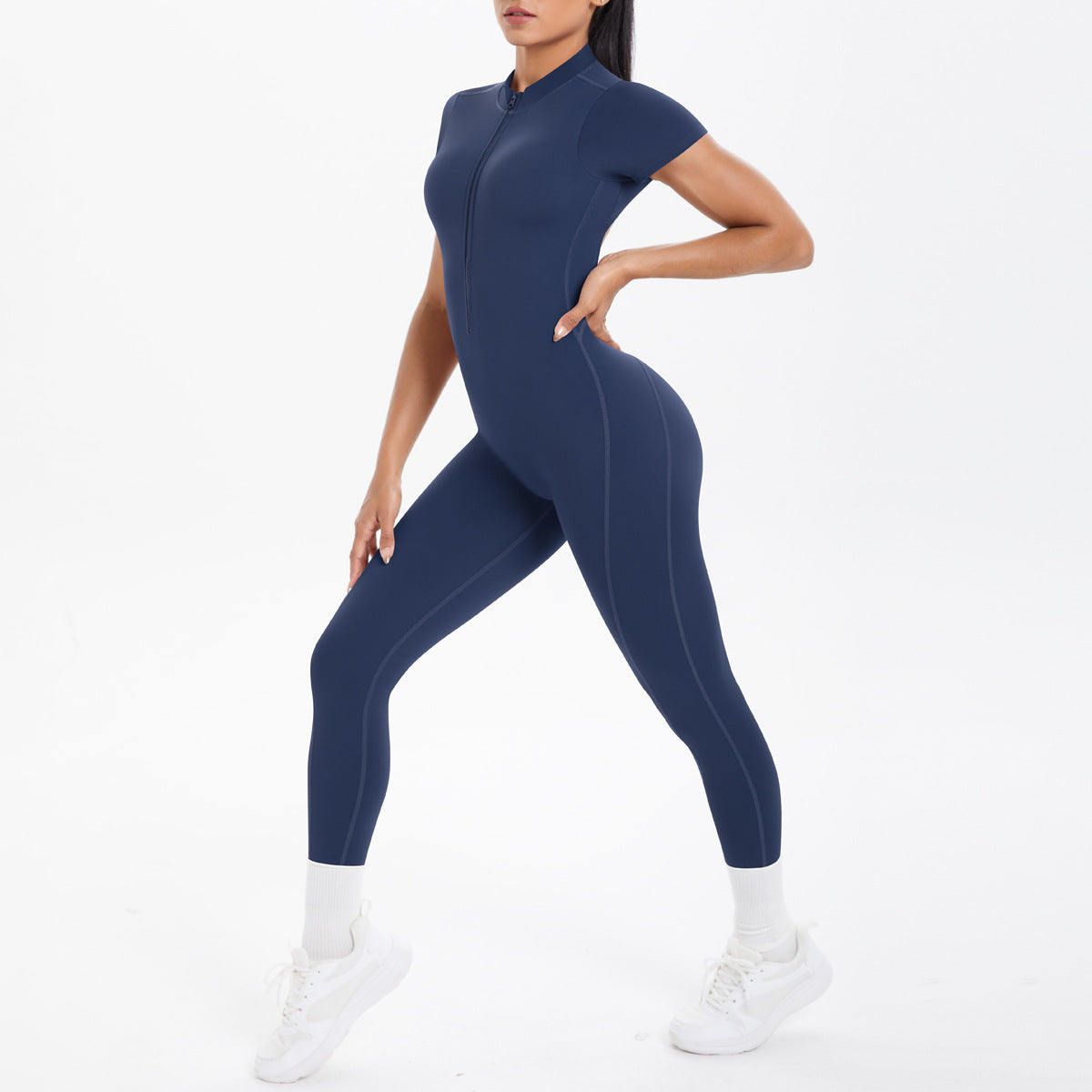 Sexy Backless Bodycon Scrunch Jumpsuit Raises Butt Women Dance Fitness Overalls Push Up  With Chest Cushion Yoga Sport Jump Suit