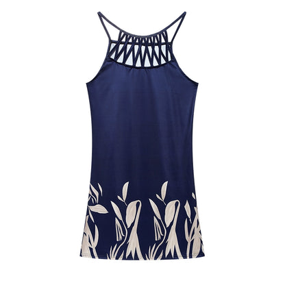 2024 Summer National Wind Positioning Printing Mesh Belt Sleeveless Casual Dress