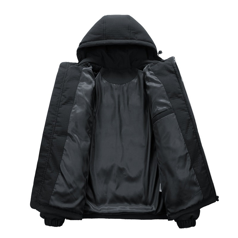 Men's Cotton-padded Coat Hooded Letter-print Winter Leisure Warm Top