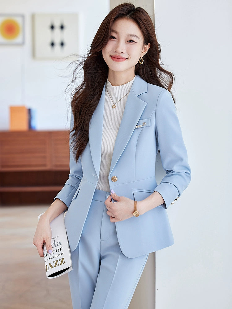 Blue Suit Female Spring & Fall 2025 New Arrival K-style Elegant Casual Suit Jacket Female Fancy Business Wear