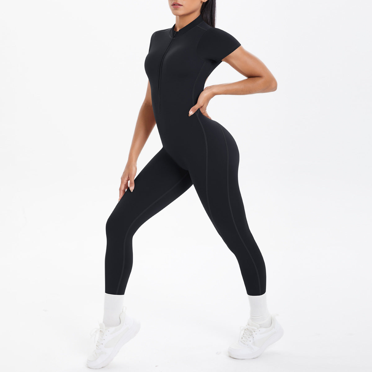 Sexy Backless Bodycon Scrunch Jumpsuit Raises Butt Women Dance Fitness Overalls Push Up  With Chest Cushion Yoga Sport Jump Suit