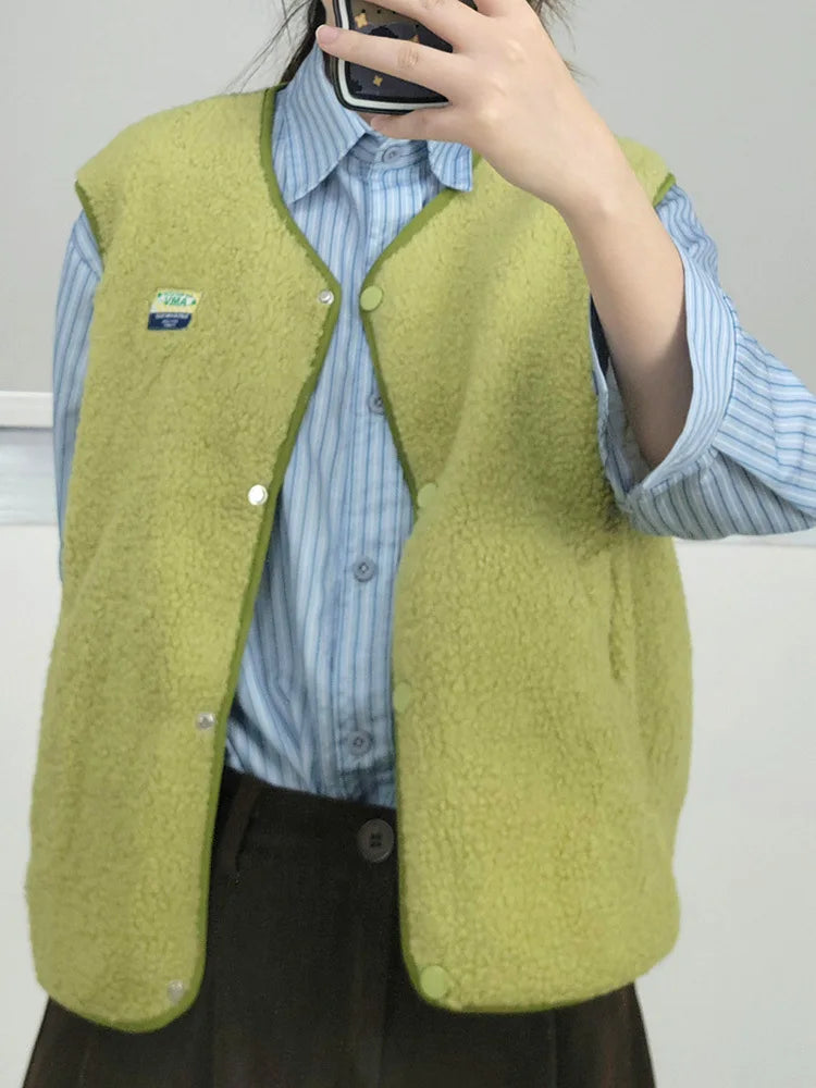 Faionable Women's Svel ort Vest Thiened Polyester Fiber Folded  Windbreaker Jaet for Spring Season