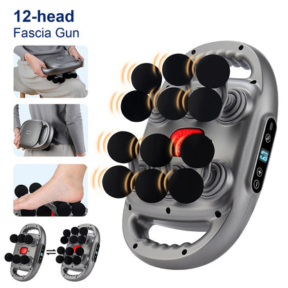 12-Head Fascia Gun High-Frequency Vibration Body Massage Gun Back and Waist Massager Neck Shoulder Massager Muscle masajeador