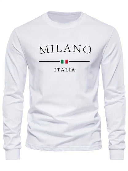 Men's Spring And Fall Fashion Casual Long-sleeved T-shirt Loose PARIS Letters Printed Pullover Round Neck Long Sleeve Sweatshirt