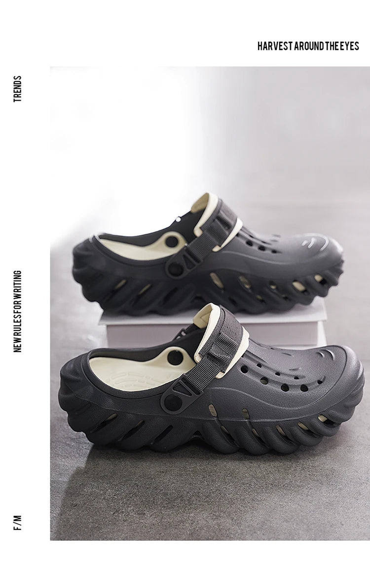 New Men's Fashionable Versatile Sandals Anti Slip and Wear-resistant Shoes Thick Soled Soft Soled Slippers Breathable