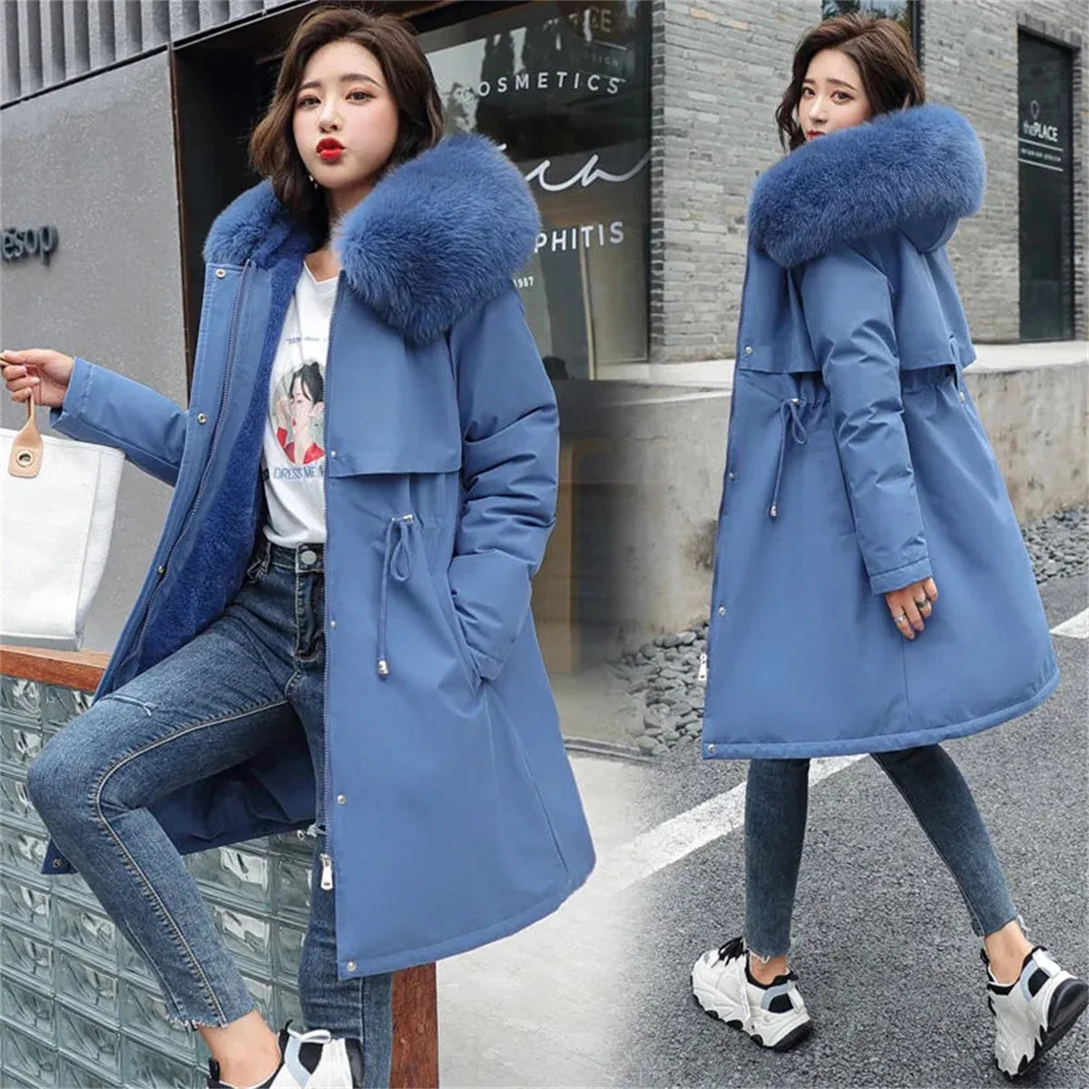Winter Parka Jacket For Women 2025 New In Long Sleeve Clothes Fashion Hooded Vintage Coat Thick Warm Casual Medium Length Coats