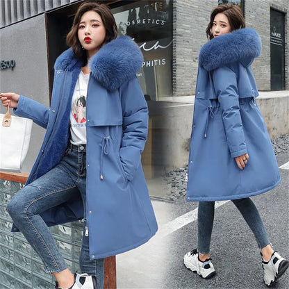 Winter Parka Jacket For Women 2025 New In Long Sleeve Clothes Fashion Hooded Vintage Coat Thick Warm Casual Medium Length Coats
