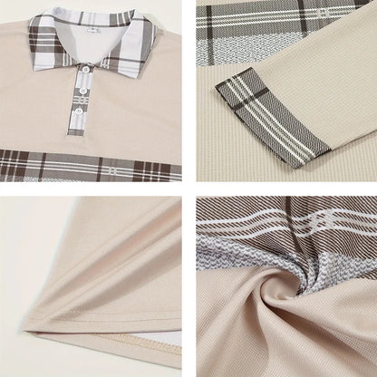 Spring and Autumn Men's Polo Shirt Lapel Pocket T-shirt Men's Business Casual Long sleeved European and American Plus Size