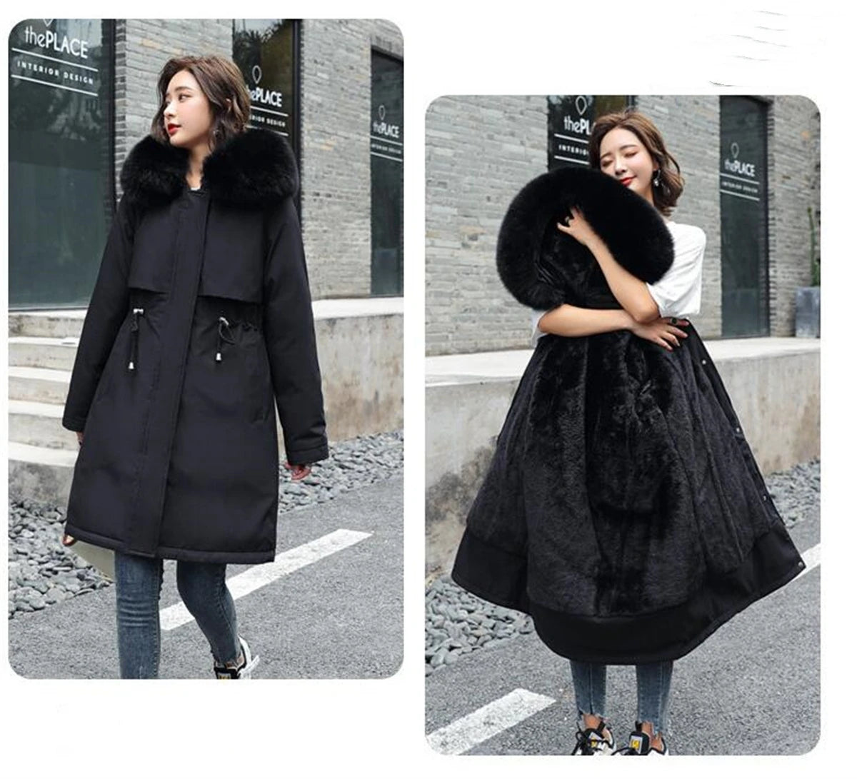 Winter Parka Jacket For Women 2025 New In Long Sleeve Clothes Fashion Hooded Vintage Coat Thick Warm Casual Medium Length Coats