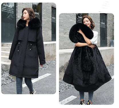 Winter Parka Jacket For Women 2025 New In Long Sleeve Clothes Fashion Hooded Vintage Coat Thick Warm Casual Medium Length Coats