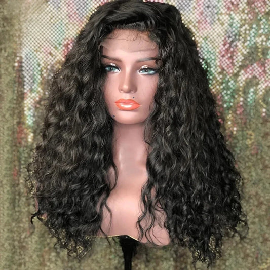Natural Black 30"Long Kinky Curly Human Hair 13x6 HD Lace Front Wigs Brazilian Free Part Pre plucked with Baby Hair Glueless