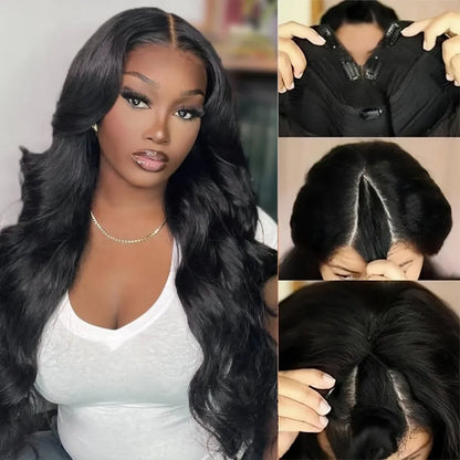 V Part Wig Human Hair Wear And Go Glueless Straight Human Hair Wigs Brazilian Wigs For Black Women 220 Density 30 Inch No Lace