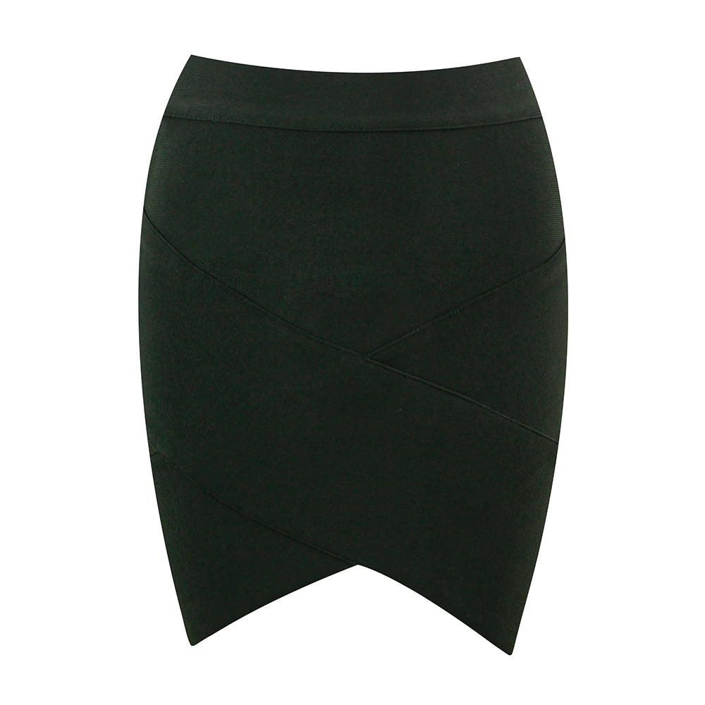 Ladies High Quality Rayon Black Thick Rayon Pencil Bandage Skirt Cute Mini Skirt