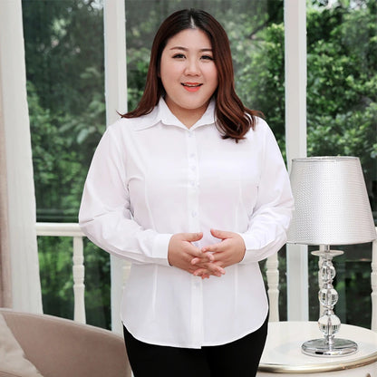 Plus Size Blouse White Shirt Women 2025 Spring Fashion Plus Size Women Clothing Solid Basic OL Womens Tops 4xl 5xl 6xl Blouses