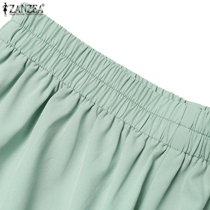 ZANZEA Elegant Office Lady Blazer Suits Women Classy Tied Waist Top and Pant 2pcs Outfit Streetwear Trend Commute Pant Sets 2025