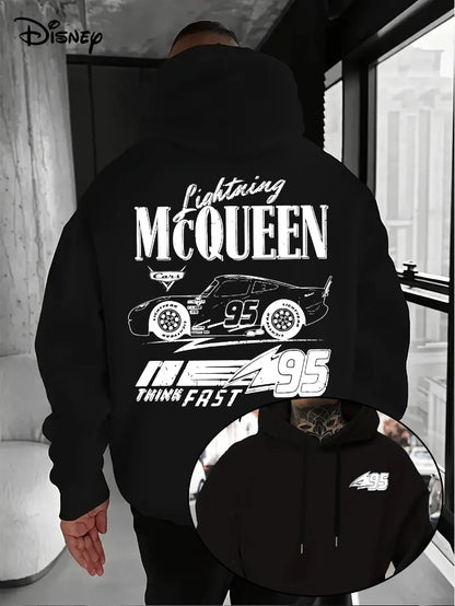 Disney Motors Lightning McQueen Hoodie - Official Movie No. 95 Pullover Sweatshirt Men's Machine Washable Pullover