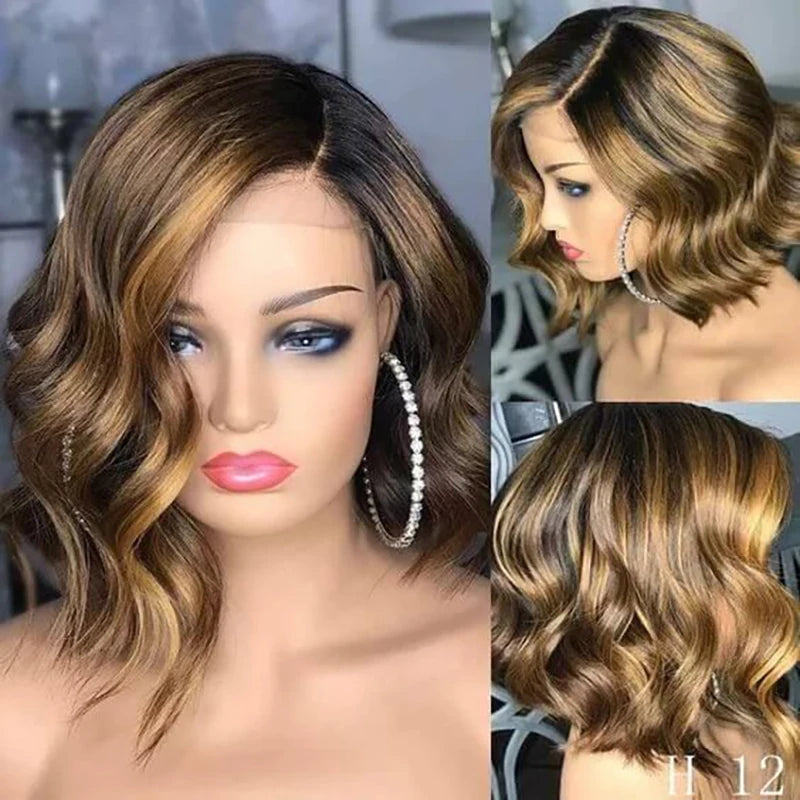 Highlight 4/27 Body Wave Bob Wigs Human Hair 13x4 Lace Front Human Hair Wig Ombre Short Human Hair Wigs Brazilian Hair For Women