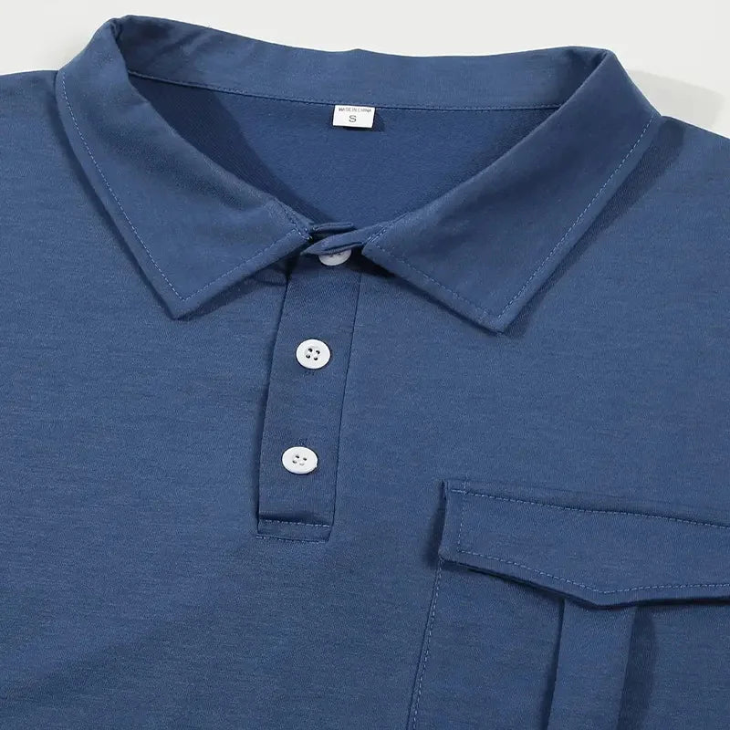 Spring and Autumn Men's Polo Shirt Lapel Pocket T-shirt Men's Business Casual Long sleeved European and American Plus Size