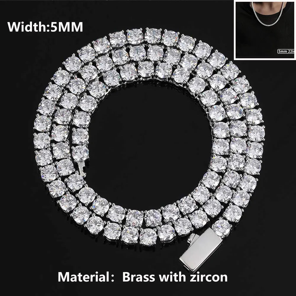 Hip Hop Jewelry Cubic Zirconia Iced Out Tennis Chain Iced Out 18k Gold Plated Bling Necklace For Women Free Custom Laser Logo